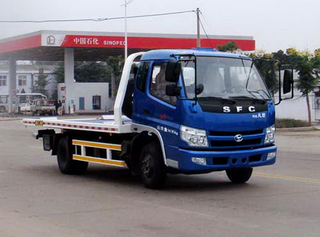 时风国四平板一拖二清障车